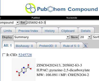 pubchem search by cas number