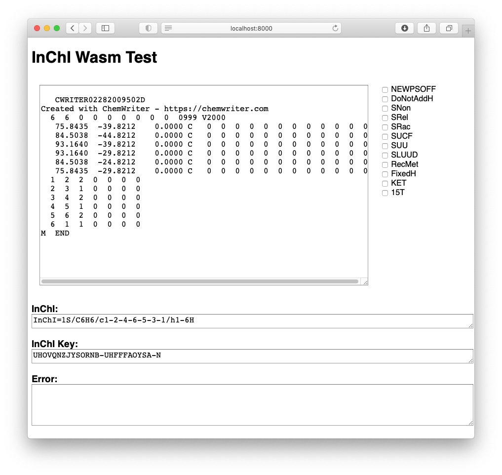 InChI-Wasm Test