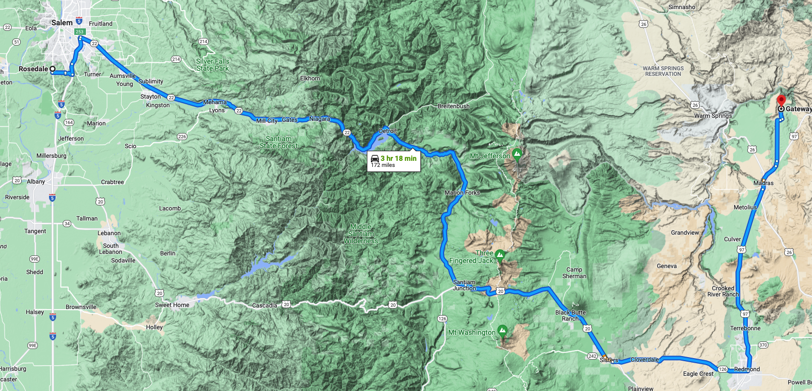 Gateway, Oregon to Rosedale, Oregon